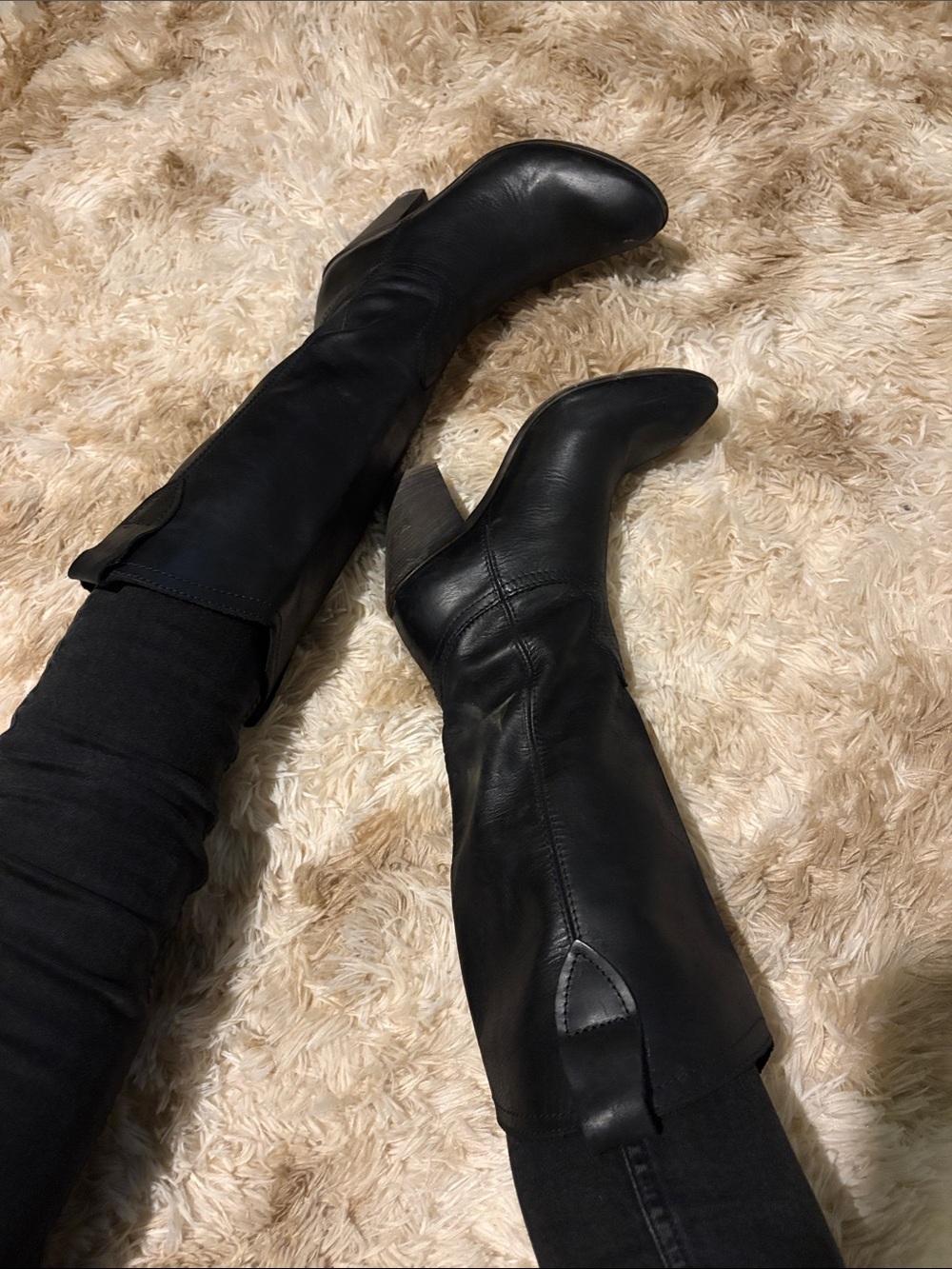 Black leather western boots